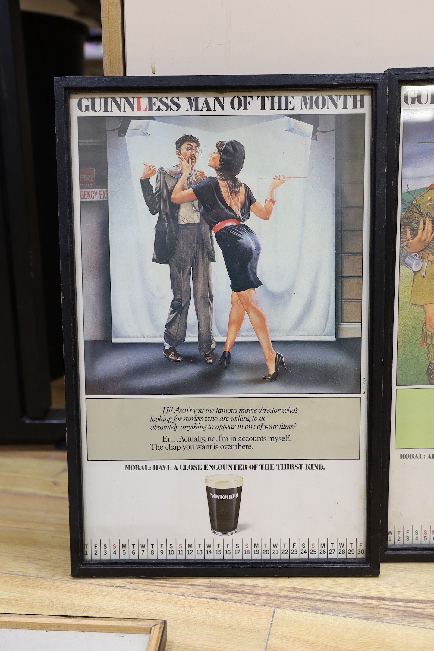 Guinness Advertising - 11 framed Guinnless man of the Month posters